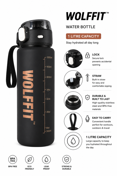 WOLFFIT 1 Litre Water Bottle – BPA Free