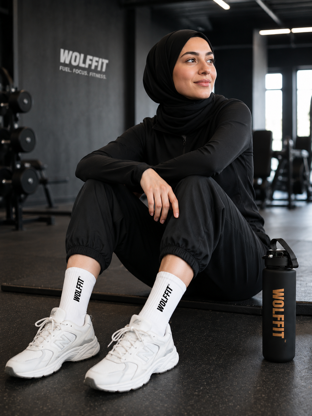 WOLFFIT® Premium Crew Gym Socks – 2 Pair Pack | White | 2 Designs