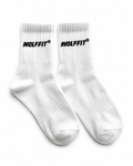 WOLFFIT® Premium Crew Gym Socks – 2 Pair Pack | White | 2 Designs