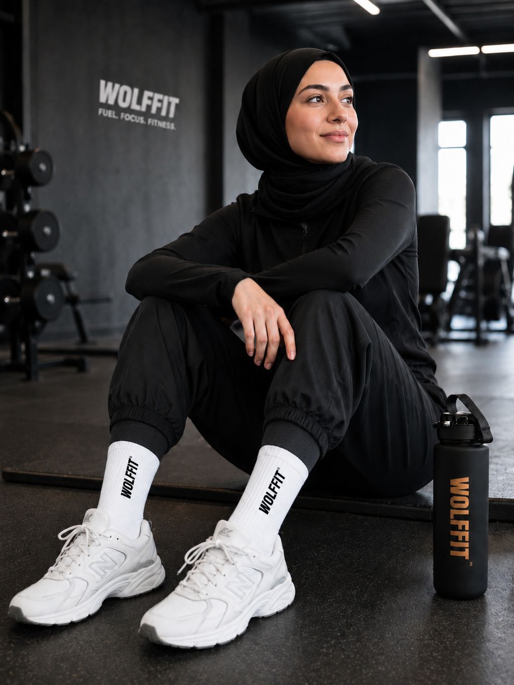 WOLFFIT® Premium Crew Gym Socks – 2 Pair Pack | White | 2 Designs
