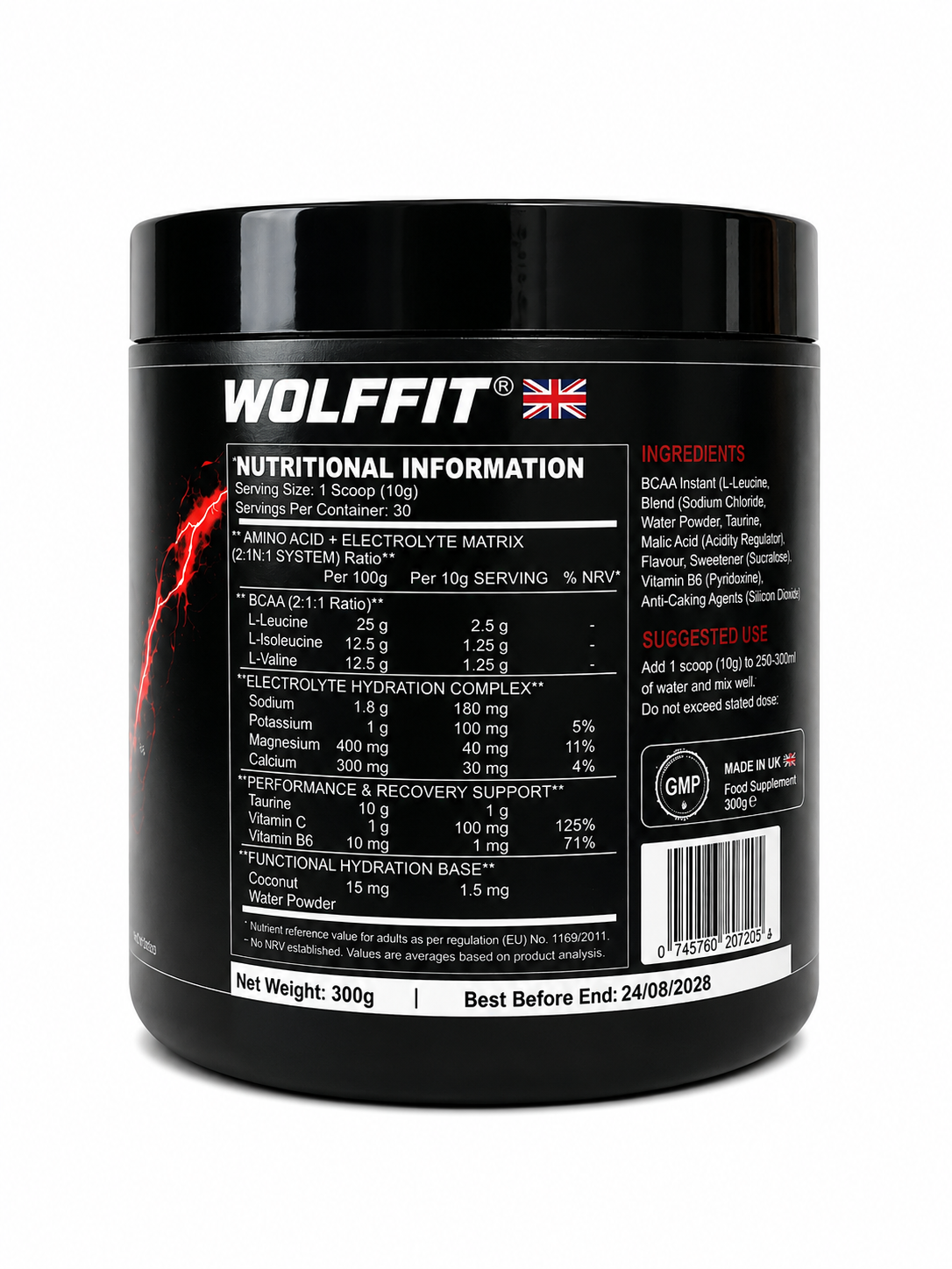 WOLFFIT®️ BCAA Electrolytes Powder 300gm