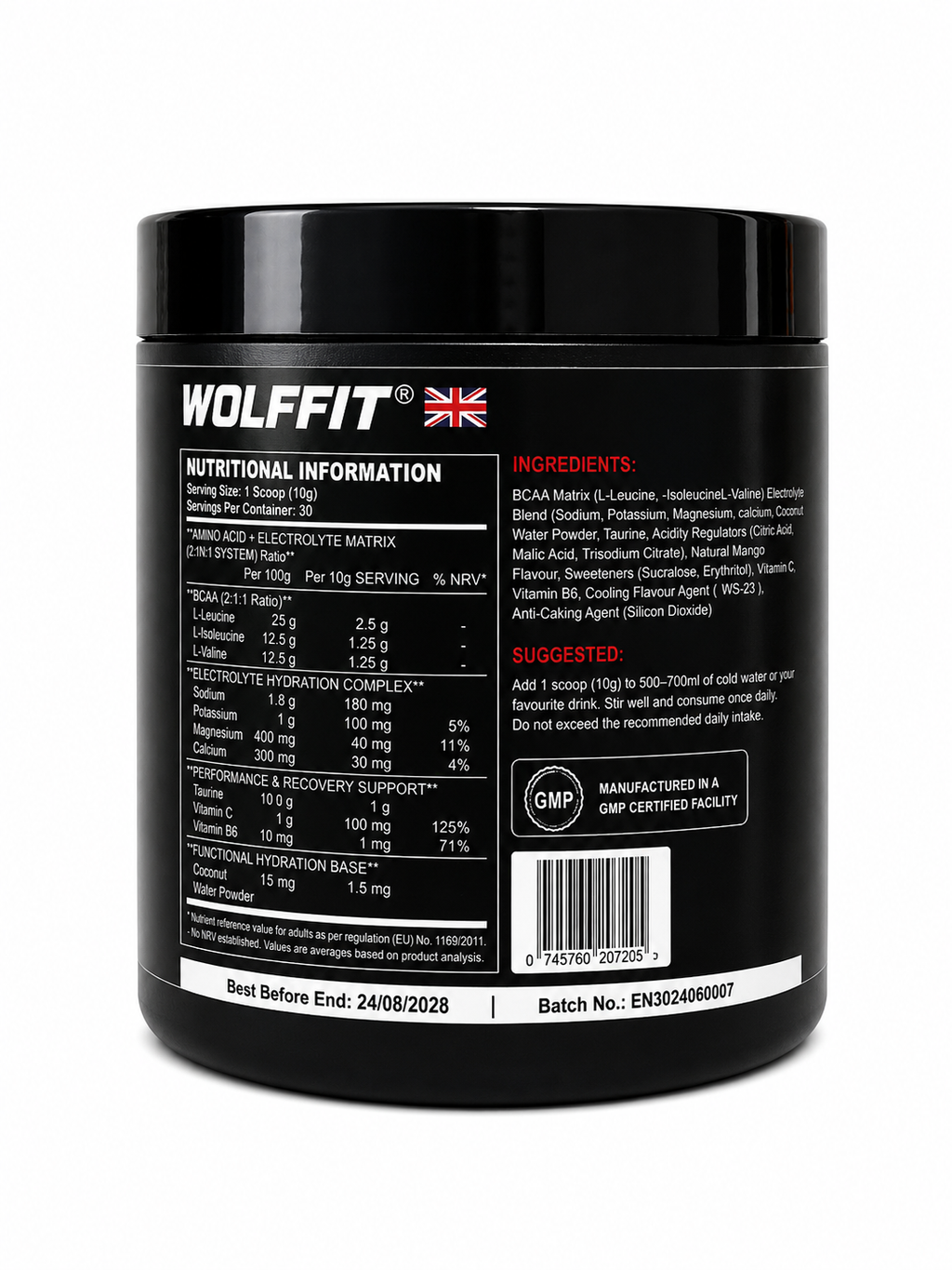 WOLFFIT®️ BCAA Electrolytes Powder 300gm