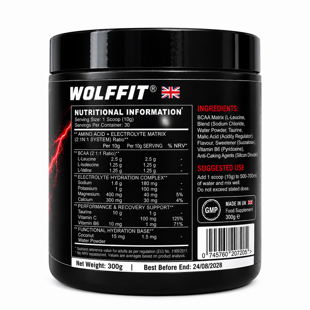 WOLFFIT®️ BCAA Electrolytes Powder 300gm